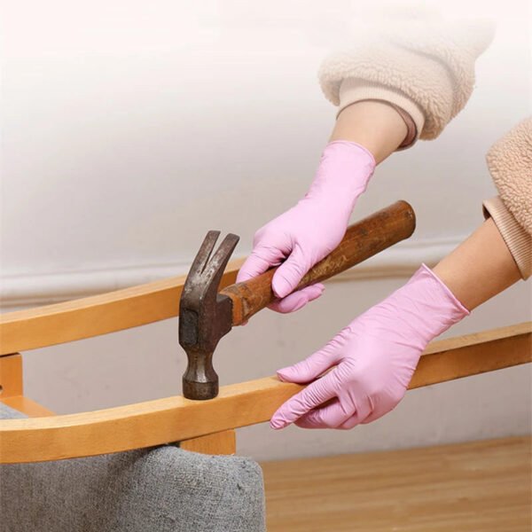 50PCS Pink Nitrile Disposable Gloves Household Gloves for Cleaning Kitchen Cooking Beauty Nail Hair Dye Tattoo Latex Powder Free - Image 5