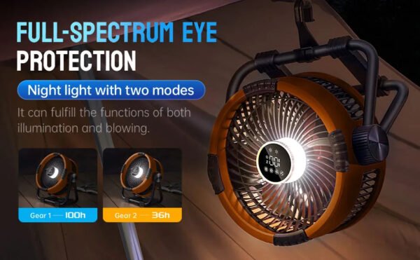Multifunctional Outdoor Camping Fan Light Rechargeable Ceiling Fan with 3-speed Night Light and Power Bank Portable Fan - Image 11