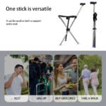 Lightweight Cane With Seats Height Adjustables 3 Legged Lightweight Folding Cane Versatile Stable Walking Stick For Elderly - Image 2