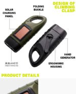 Portable LED Flashlight Tent Light Hand Crank Dynamo Solar Power Torch for Outdoor Camping Hiking Long-range Emergency Lantern - Image 9