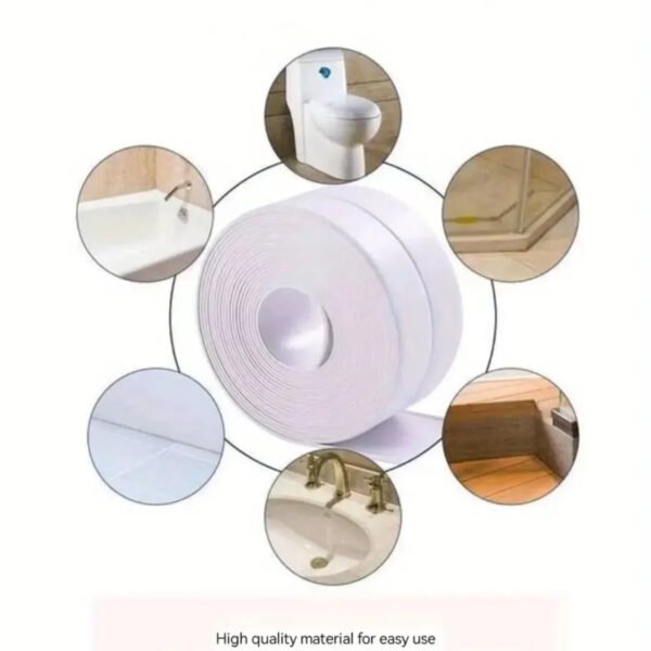 1 Roll of Waterproof White PVC Self-Adhesive Tape - Perfect for Bathroom, Sink & Kitchen - Super Strong Stickiness! - Image 7