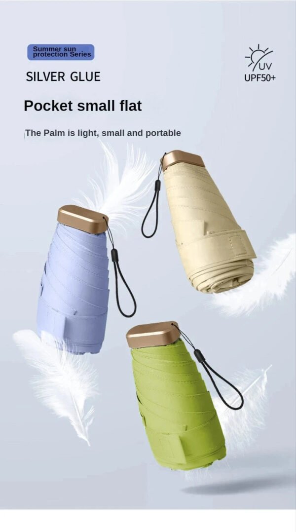 1Pc 55% Off Mini Sun Umbrella Pocket Rain Umbrella Vinyl Folding UV Ultraviolet Protection Sun Shade Pocket Parasol Capsule - Image 12