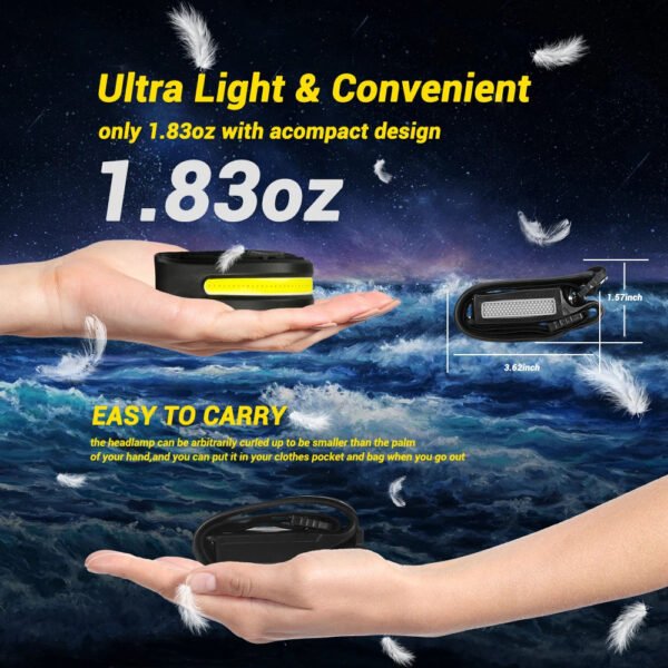 Sensor Headlamp LED Head Flashlight Rechargeable Headlight Head Torch Built-in Battery 5 Lighting Modes Fishing Camping Lantern - Image 16