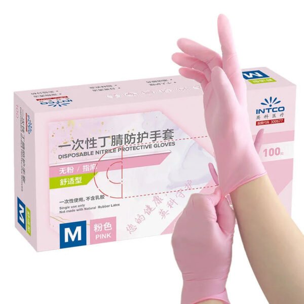 50PCS Pink Nitrile Disposable Gloves Household Gloves for Cleaning Kitchen Cooking Beauty Nail Hair Dye Tattoo Latex Powder Free - Image 7