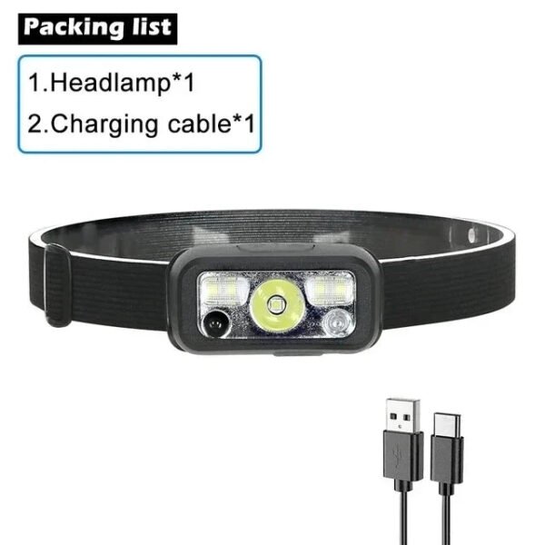 Sensor Headlamp LED Head Flashlight Rechargeable Headlight Head Torch Built-in Battery 5 Lighting Modes Fishing Camping Lantern - Image 29