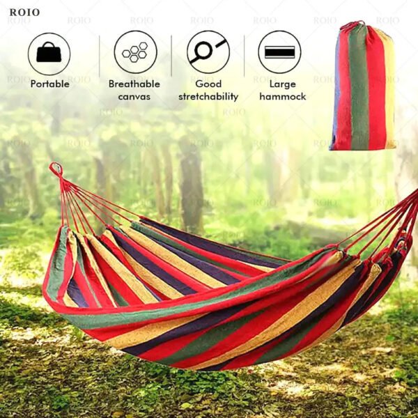 Durable Canvas Camping Hammock with Carry Bag - Image 1
