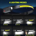 Sensor Headlamp LED Head Flashlight Rechargeable Headlight Head Torch Built-in Battery 5 Lighting Modes Fishing Camping Lantern - Image 3