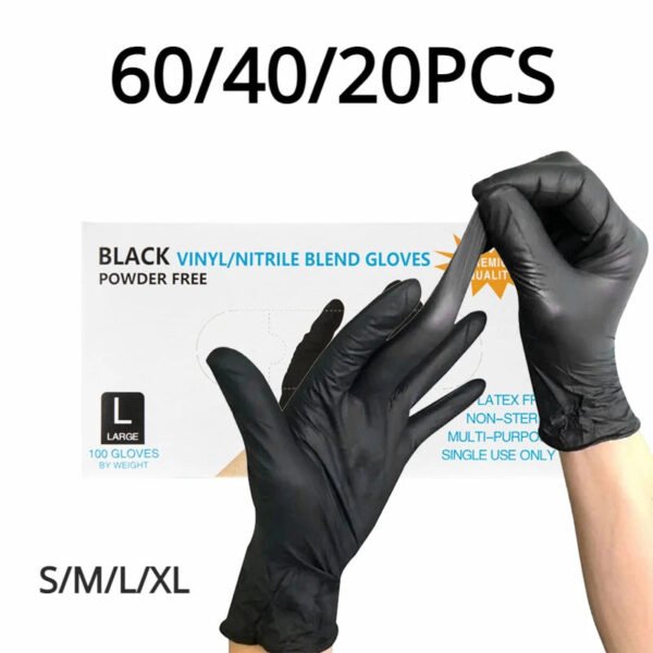 20/40/60PCS Disposable Black Nitrile Gloves for Kitchen Cooking S/M/L/XL Household Black Gloves Waterproof Cleaning Gloves - Image 1