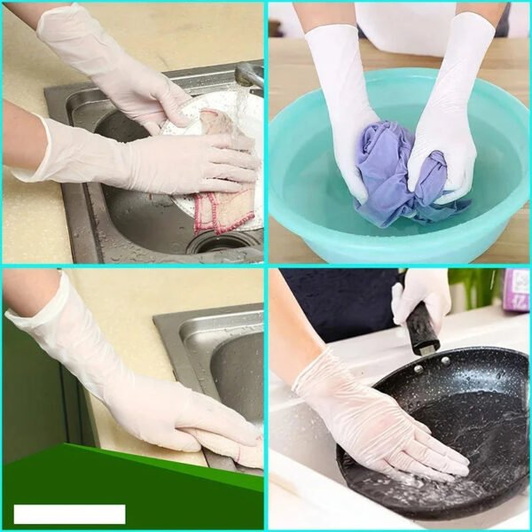 30/60/100PCS White Nitrile Gloves Disposable Household Waterproof Nitrile Gloves Kitchen Dishwashing Pet Bathing Cleaning Tools - Image 6