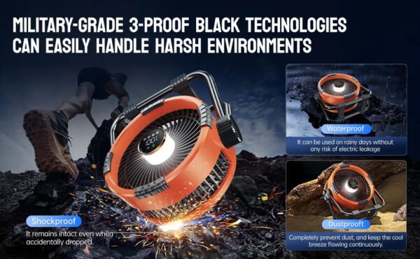 Multifunctional Outdoor Camping Fan Light Rechargeable Ceiling Fan with 3-speed Night Light and Power Bank Portable Fan - Image 10